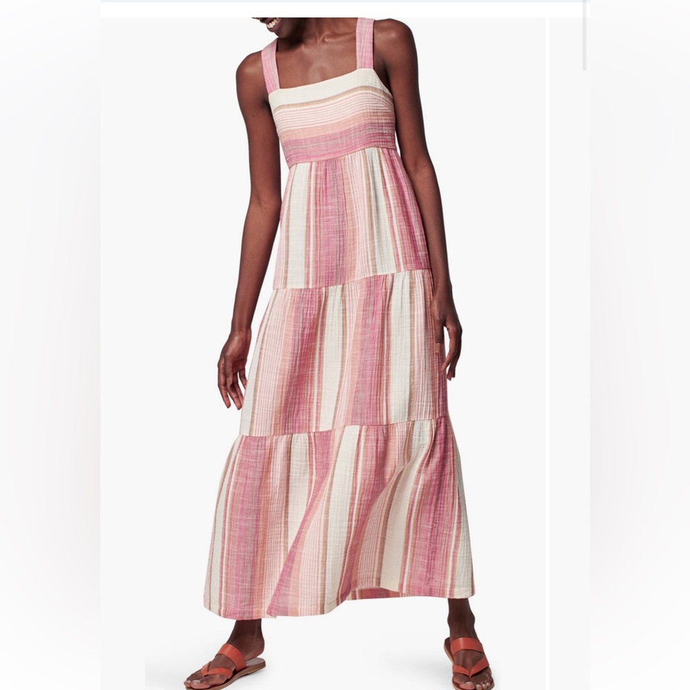 NWOT Faherty Sarah Tiered Stripe Maxi Dress Size: L